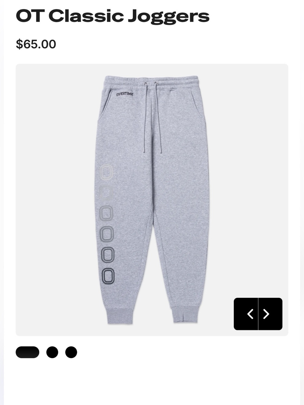 Overtime classic joggers ADULt  size S. NWT